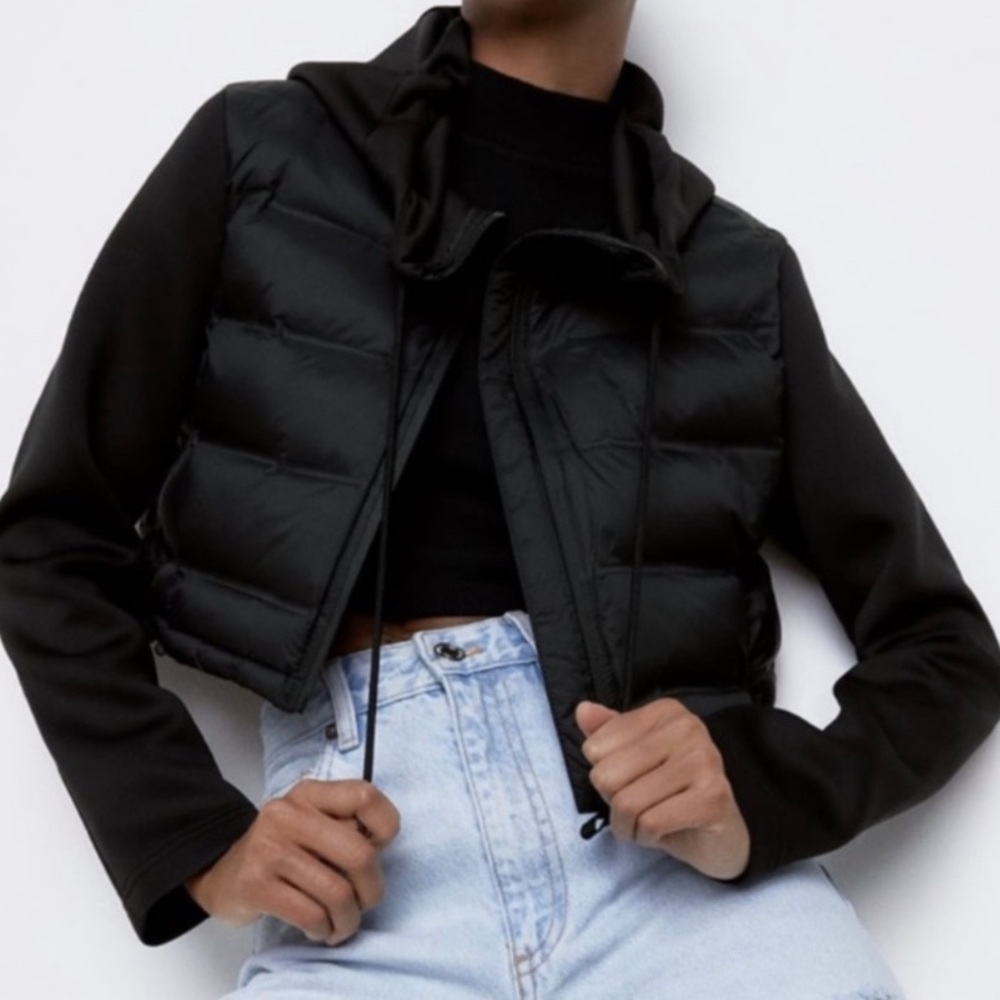 Zara Combination Cropped Puffer Jacket